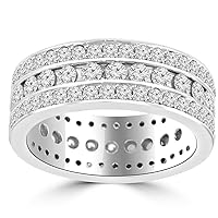 3.75 ct Ladie's Round Cut Diamond Eternity Wedding Band Ring in 14 kt White Gold