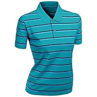 Women's 180-200 TC Silket Striped Polo Dri Fit Collar T-Shirt Blue XXXL