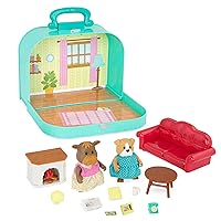 Lil Woodzeez – Portable Toy Figures Playset - Miniature Furniture & Posable Figures - Couch, Fireplace & Food - Animal Characters Included - Kids 3 Years +