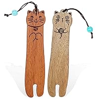 Kids Cute Cat Bookmarks, Unique Funny Wooden Bookmarks Gift for Boys Girls Men Women Adults 2Pcs
