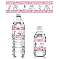 Paris Party Water Bottle Labels - 24 Stickers