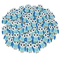 Small Owl Animal Wooden Baby Favors, Blue, 1-1/4-Inch (50-Piece)