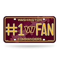 Rico Industries NFL Washington Commanders #1 Fan #1 Fan Metal Auto Tag 8.5