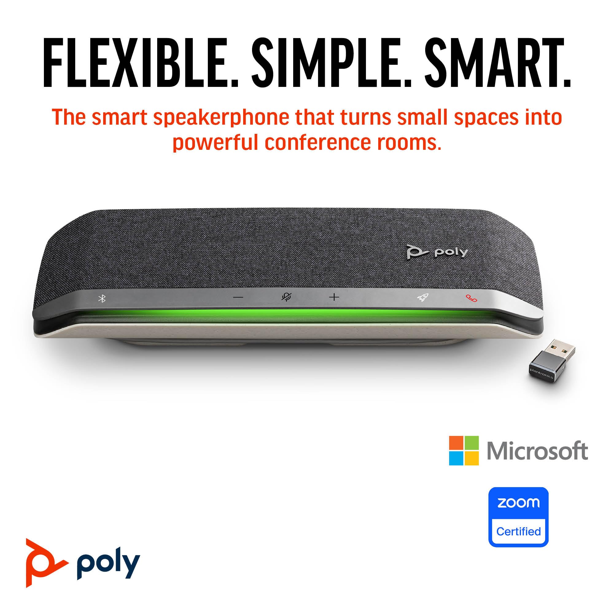 Poly Sync 40+ Smart Speakerphone (Plantronics) - Flexible Workspaces - Connect to PC/Mac via BT700 Adapter and Smartphones via Bluetooth - Works with Teams, Zoom – Amazon Exclusive