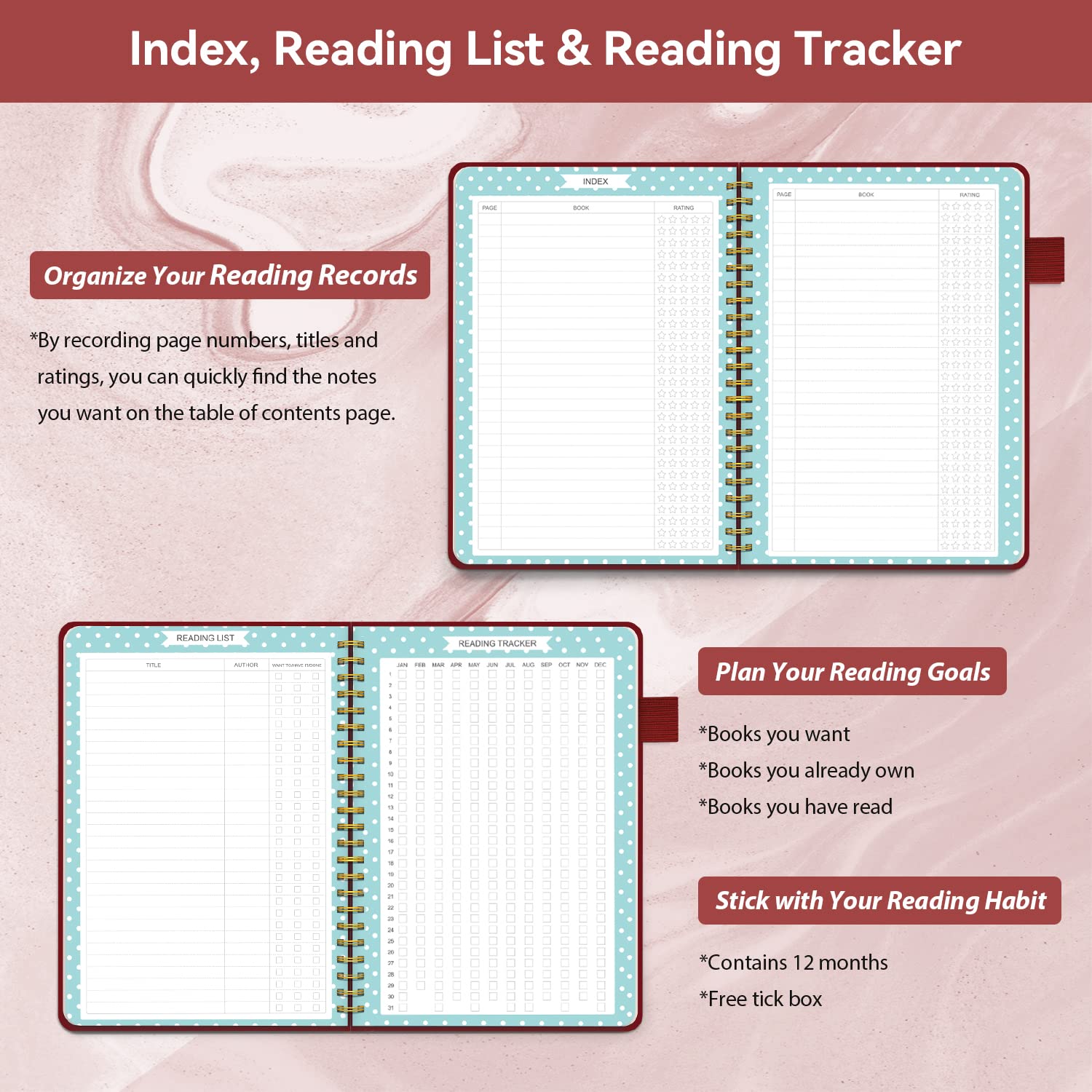 Regolden-Book Reading Journals for Book Lovers, Book Journal Reading Log  for Readers to Review and Track Your Reading, Hardcover Book Club Journal  and Planner, 80 Books (8.5x5.5), Teal 