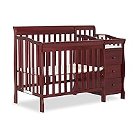 Jayden 4-in-1 Mini Convertible Crib And Changer in Cherry, Greenguard Gold Certified, Non-Toxic Finish, New Zealand Pinewood, 1