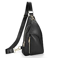 JASGOOD Women Fanny Pack Crossbody Bags PU Leather Sling Bag Trendy Chest Bag for Women Travel,Black