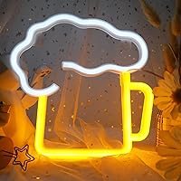 Draft Beer Neon Signs for Wall Decor, WIOSOUL LED Bar Beer Neon Lights USB/Battery Operated Beer-glass Neon Night Lamp for Bedroom Man Cave Bar Nightclub Holiday Celebration Party Decor(8.7x8.7inches)