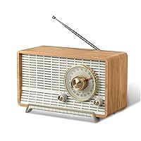 YOWGUIF AM FM Radio Classic Retro Wood Table Radio Bluetooth Speakers Radios Plug-in Wall with Rotary Knob Great for Home, Office
