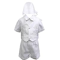 Baby Boy Christening Baptism White Shorts Cross Vest Set (0M-36M)