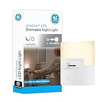 GE Ultrabrite LED Night Light, Dimmable, 100 Lumens, Plug-in, Dusk to Dawn Sensor, UL-Listed, Ideal for Bedroom, Bathroom, Nursery, Kitchen, Hallway, 45125, 1 Pack, White