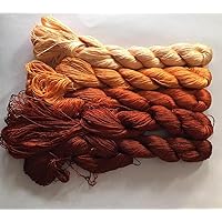 SELCRAFT 5 skeins Hand-dyednatural Mulberry Silk Embroidery Thread Floss 40m per Skein #76 Model 4232
