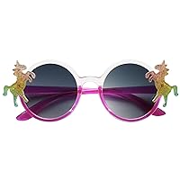 ShadyVEU Cute Round Unicorn Glitter Birthday Rainbow Party Gradient Lens UV400 Kids Sunglasses