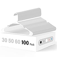 HealSmart Plastic Hangers 100 Pack, Space-Saving Clothes Hangers, Durable and Lightweight Hangers for Coats, Dresses, Shirts, Pants, White