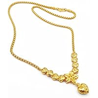 Flower 24k Thai Baht Yellow Gold Plated Filled Necklace Jewelry