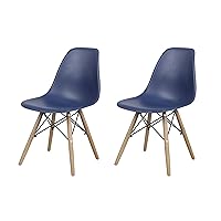 GIA Contemporary Armless Dining Chair with Wood Legs, Set of 2, Blue