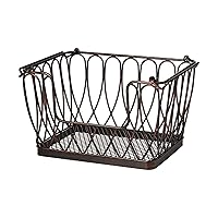 Pfaltzgraff Loop Stacking and Collapsible Organization Metal Wire Basket, 8-Inch, Antique Black