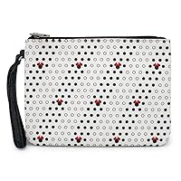 Buckle Down Disney Wallet, Single Pocket Wristlet, Minnie Mouse Head Icon and Dot Striping White Black Red, Vegan Leather