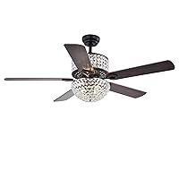 Warehouse of Tiffany HACFL-8170REMO/BL Laure 6-Light Crystal 5 52-inch Remote & 2 Color Option Blades Ceiling Fan, Brown