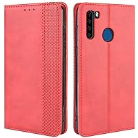 Blackview A80 Pro Case, Blackview A80 Plus Case, Retro PU Leather Full Body Shockproof Wallet Flip Case Cover with Card Holder and Magnetic Closure for Blackview A80 Pro Phone Case (Red)