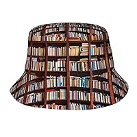Books Print Packable Travel Sun Caps Teens Women Men Outdoor Fisherman Beach Print Bucket Hats Unisex