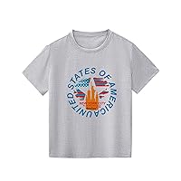 Athletic Shirts Girls 6 Kids States of America United Cartoon Print Tops Short Sleeved T Shirts 1 to 8 Years 5t Girls Shirts