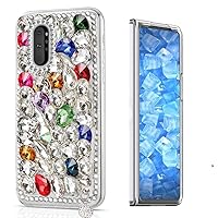 STENES Sparkle Case Compatible with Samsung Galaxy Z Fold 5 5G Case - Stylish - 3D Handmade Bling Crystal Stone Rhinestone Crystal Diamond Design Girls Women Cover - Colorful