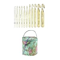 Knitting Bag Wool Bag for Crochet Hook Yarn Holder Carrying Case with 12 Pieces Crochet Hook Clear Crochet Hooks Set Portable Yarn Storage Tube