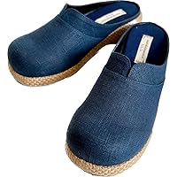 (Blue) Hemp Fabric Women's Shoes Handmade Clogs