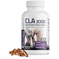 Bronson CLA 3000 Extra High Potency Supports Healthy Weight Management Lean Muscle Mass Non-Stimulating Conjugated Linoleic Acid 300 Softgels