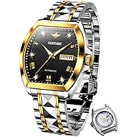 OUPINKE Men's Black Skeleton Mechanical Self-Winding Tungsten Steel Sapphire Crystal Luminous Luxury Collection Automatic Watches