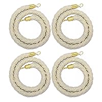 4 Pcs Light Cream White Stanchion Twisted Ropes, Crowd Control Hemp Rope Kit, Safety VIP Braided Barrier Line for Party Entrance, Grand Openings (Color : Cream, Size : 0.6m/2ft/23.6in)