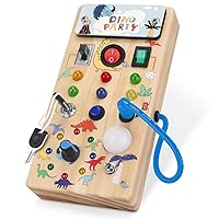 Montessori Busy Board,Montessori Toys for 1-3 Years Old,Baby Sensory Board,Preschool Learning Activities,Wooden Toys for Toddler,Christmas & Birthday Gift for Boys & Girls