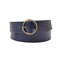 Cole Haan Women's Two-in-One Reversible Circular Centerbar Buckle Leather Fashion Dress Belt for Jeans, Trousers and Dresses