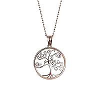 Principio® Women’s Tree of Life Necklace in 925 Silver, Rose Gold Plated, Made in Italy, Adjustable Original Girls’ Jewellery with Beautiful Gift Box