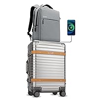 LUGGEX All Aluminum Carry On Luggage with USB Port - Hard Shell Zipperless Luggage with Wheels - Retro Meets Tech Travel (Vintage Suitcase)