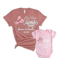 Customizable First Mothers Day Gifts for New Mom, Custom Mommy and Me Shirts, Personalized Matching Shirts for Mom and Baby, Mothers Day Gifts from Friend, Husband, Mom and Baby Shirt Set