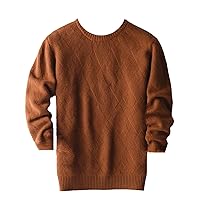 Men's Thickened Round Neck Cashmere Sweater, Loose Large Size Pullover Sweater, Knitted Business Wool Sweater