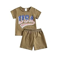 YOKJZJD Baby Boy Girl 4th of July Outfits Short Sleeve Romper Jumpsuit Bodysuit USA T-Shirt Tops Independence Day Clothes