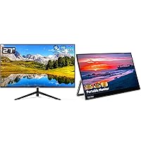 InnoView Computer & Portable Monitor Bundles - 27 Inch & 15.6 Inch 2 PCS FHD 1920 x 1080p Thin Bezel 178° Wide Viewing with Built-in Speakers