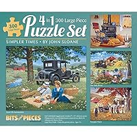 Bits and Pieces - John Sloane Multi-Pack of 4-300 Piece Jigsaw Puzzles for Adults - Each Puzzle Measures 16