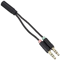 Elecom AV-35AD01BK Audio Conversion Cable (4 Pole Female - 3 Pole Male, x 2) 0.1 inch (3.5 mm) [Conversion Cable for Using Earphones with Microphone on PC]