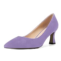 Womens Pointed Toe Slip On Evening Suede Dress Spool Mid Heel Pumps Shoes 2.5 Inch
