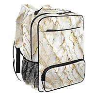 Travel Backpack,Work Backpack,Back Pack,Classic White Gold Marble,Backpack