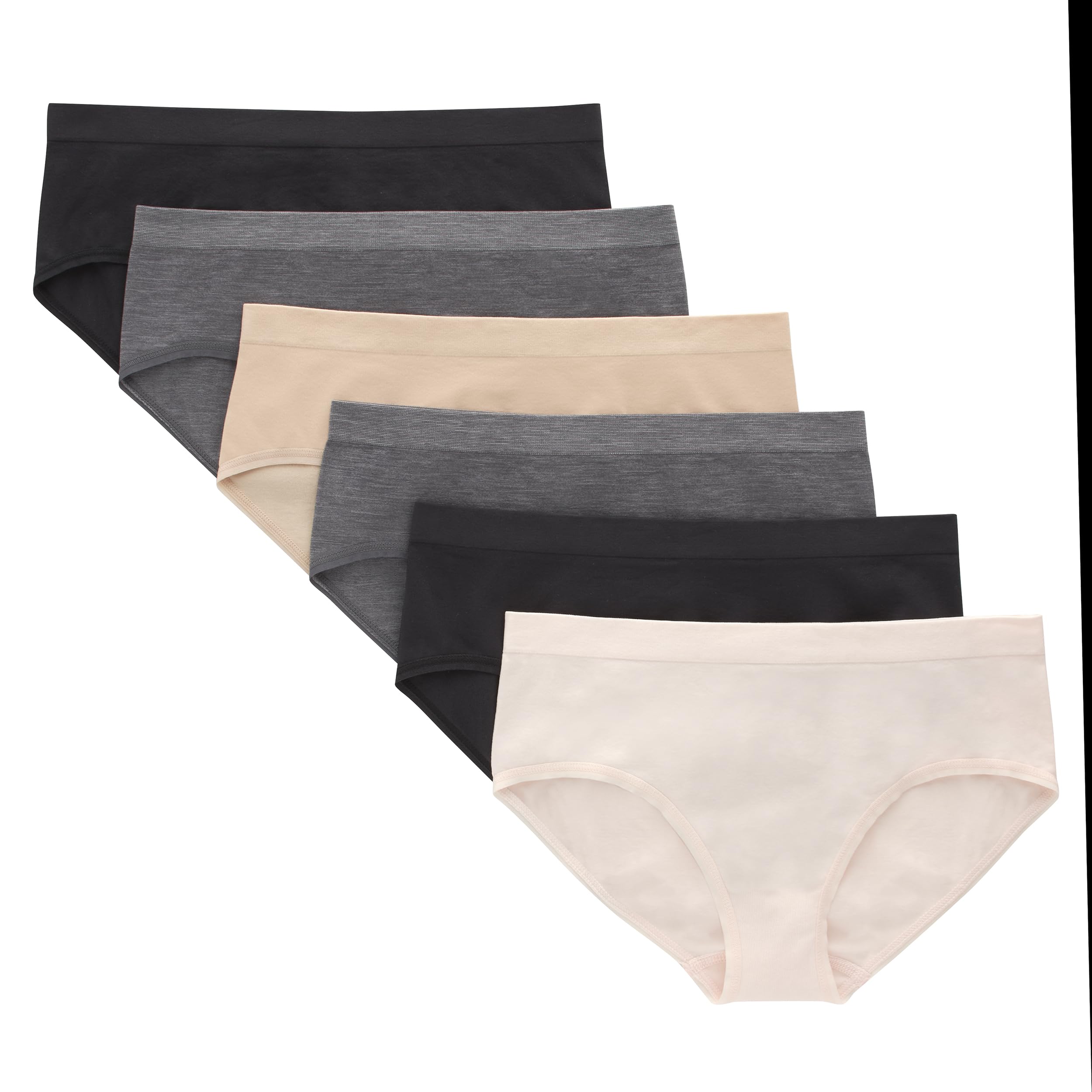 Hanes Girls' Big Hipster Underwear Pack, Seamless Comfort Tween Panties, Assorted Colors, 6-Pack