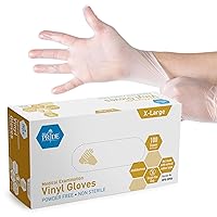 Medical Vinyl Examination Gloves (X-Large, 100-Count) Latex & Rubber Free, Ultra-Strong, Clear Disposable Powder-Free Gloves for Healthcare & Food Handling Use