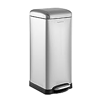 happimess HPM1007D Betty Retro 8-Gallon Step-Open Trash Can with Soft-Close Lid, Fingerprint Resistant, Modern, Minimalistic for Home, Kitchen, Laundry Room, Office, Bedroom, Bathroom, Chrome