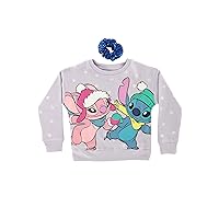 FREEZE Girl's Snowy Stitch and Angel Sweatshirt with Blue Scrunchie