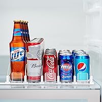 Drink Organizer for Fridge, Soda Can Dispenser for Refrigerator, Self-pushing Fridge Beverage Organizer with Damper, Adjustable for 6 - 22oz, Holds up 25 Cans