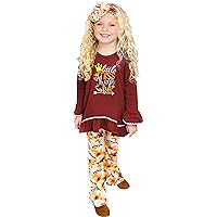 Boutique Clothing Girls Thanksgiving Day Turkey Top Pants Outfit Clothing Sets with Headbands - Give Thanks Gift